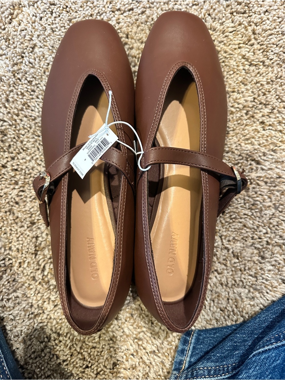 Old Navy Brown Mary Jane Flats with Buckle Strap